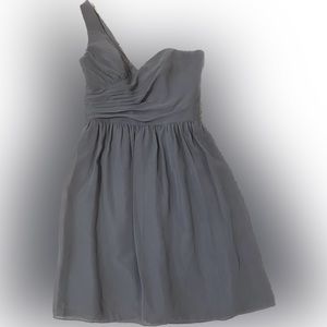 Alfred Angelo gray one shoulder bridesmaid dress